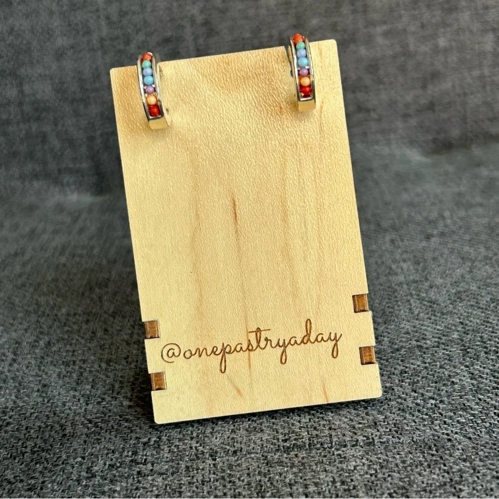 Macy’s Vintage Silver and Colorful Beaded Half Hoop Stud Earrings